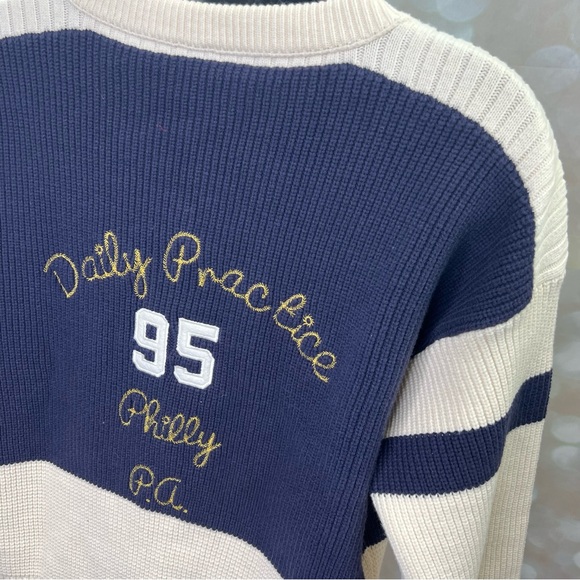 ANTHROPOLOGIE DAILY PRACTICE Quarterback Cardigan Sweater Oversized Embroidered - Picture 4 of 11